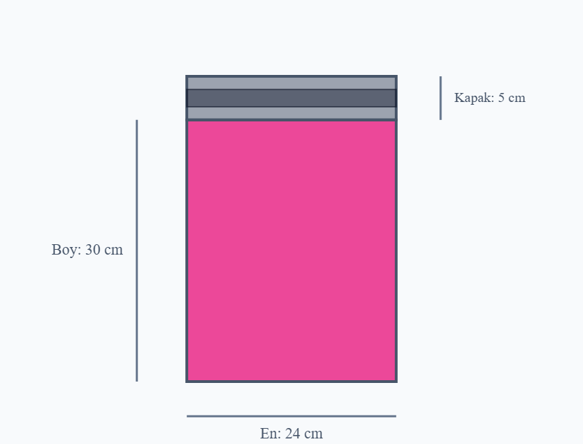 24x30+5 Cepsiz Pembe-Gri Kargo Poşeti